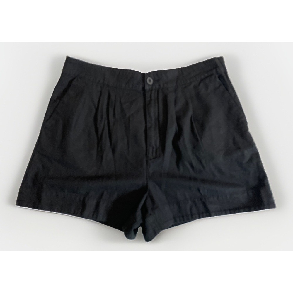 Joie Black High Rise Linen Blend Pleated Mom Shorts Women's Size Large